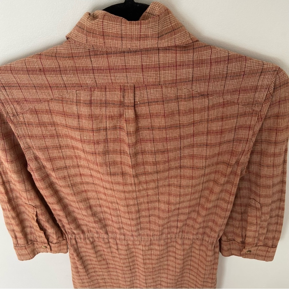 Grey Ant Rustic Rust Plaid Midi Shirt Dress - Picture 4 of 8